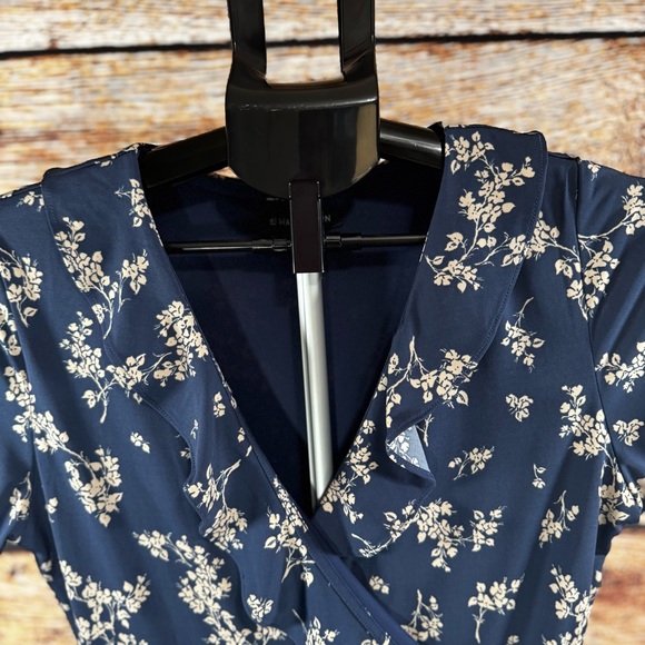 Floral Blue Wrap Dress - Picture 5 of 11